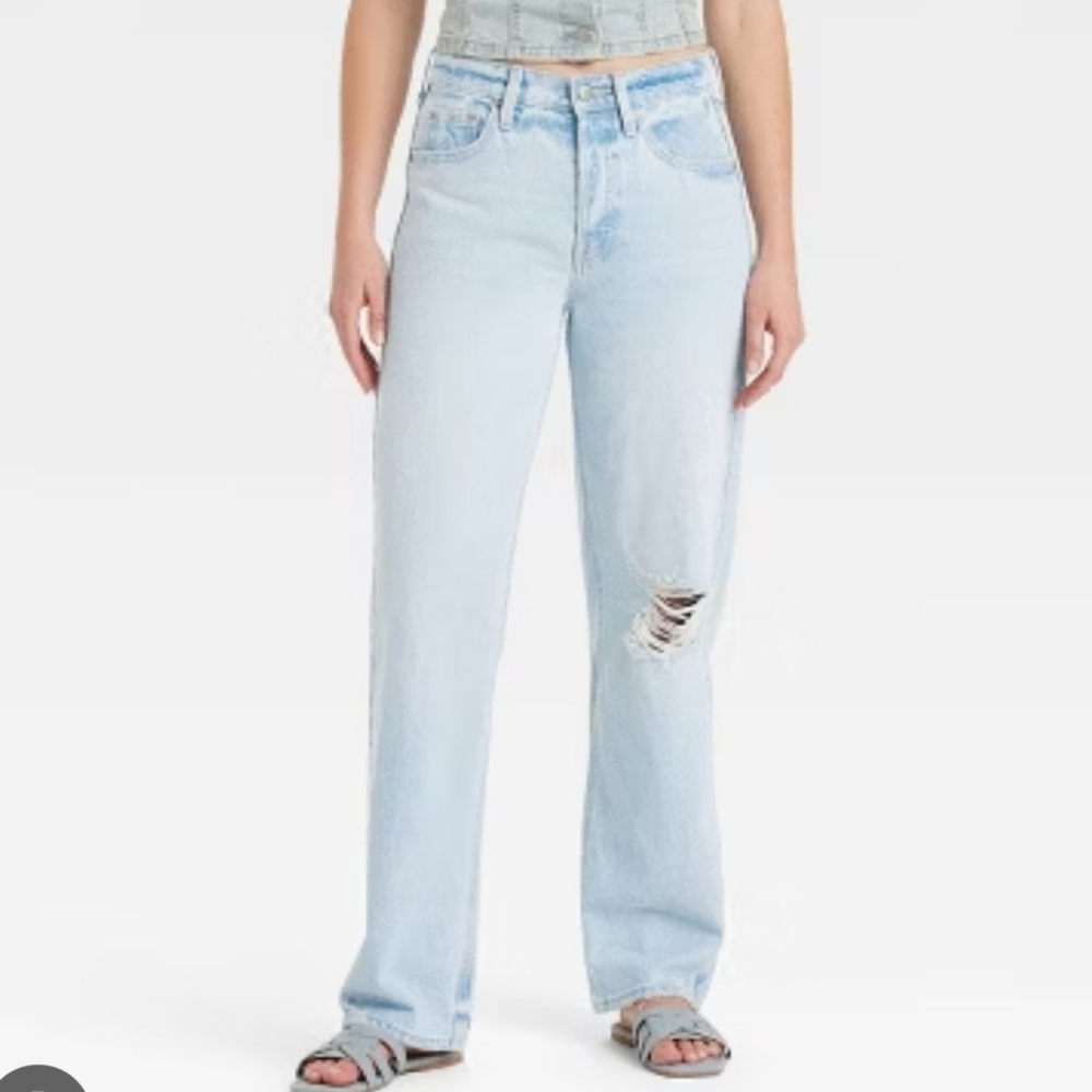Universal Thread Mid-Rise 90's Baggy Distressed Jeans